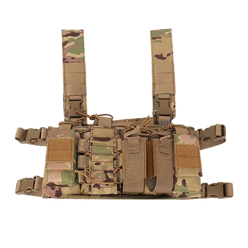 Radio Harness Front Pouch Tactical Chest Vest Holster Molle Vest Rig Bag Airsoft Hunting Radio Waist Pouch Adjustable