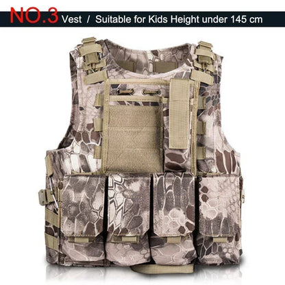 Outdoor Airsoft Tactical Kids Children Vest Uniform  Hunting Equipment Kids Boy Girl Camouflage Hiking CS Hunting Clothes
