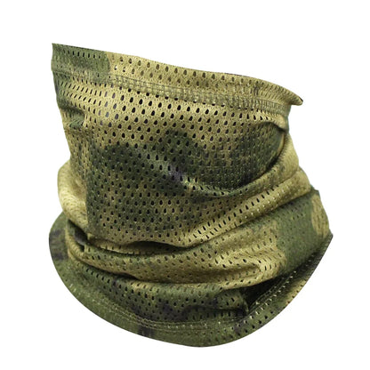 Large Mesh Windproof Neckerchief Camo Mask Neck Gaiter Cover Face Bandana Sun Cool Breathable Cycling Hiking Camping Tube Scarf