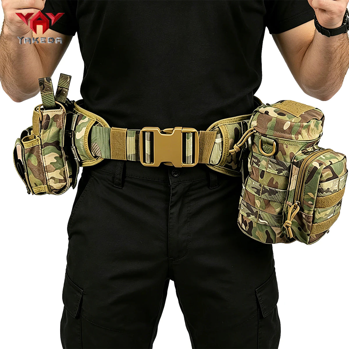 YAKEDAModular waist belt with multiple accessory straps MOLLE expansion structure adjustable waist strap quick release buckle