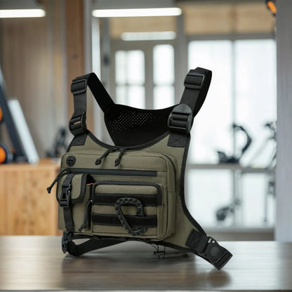 Outdoor Sports Chest Bag Adjustable Strap Multifunctional Vest Chest Bag Nylon Hunt Vest Bag Travel Commute Sports Backpack
