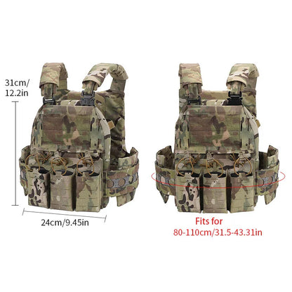Portable MOLLE Airsoft V5 FCPC Tactical Vest Triple Magazine Pouch with Zip On Back Panel Banger Ferro Plate Carrier Hunting