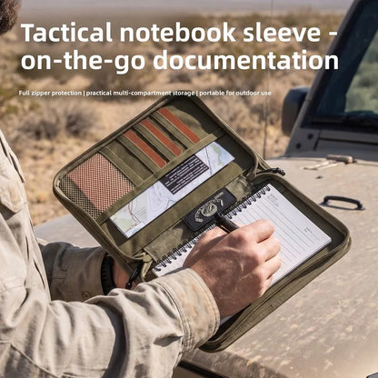 Tactical A5 Notebook Cover Oil Wax Canvas Organizer, Outdoor Journal Sleeve With Handle, EDC Writing Pad Protective Case