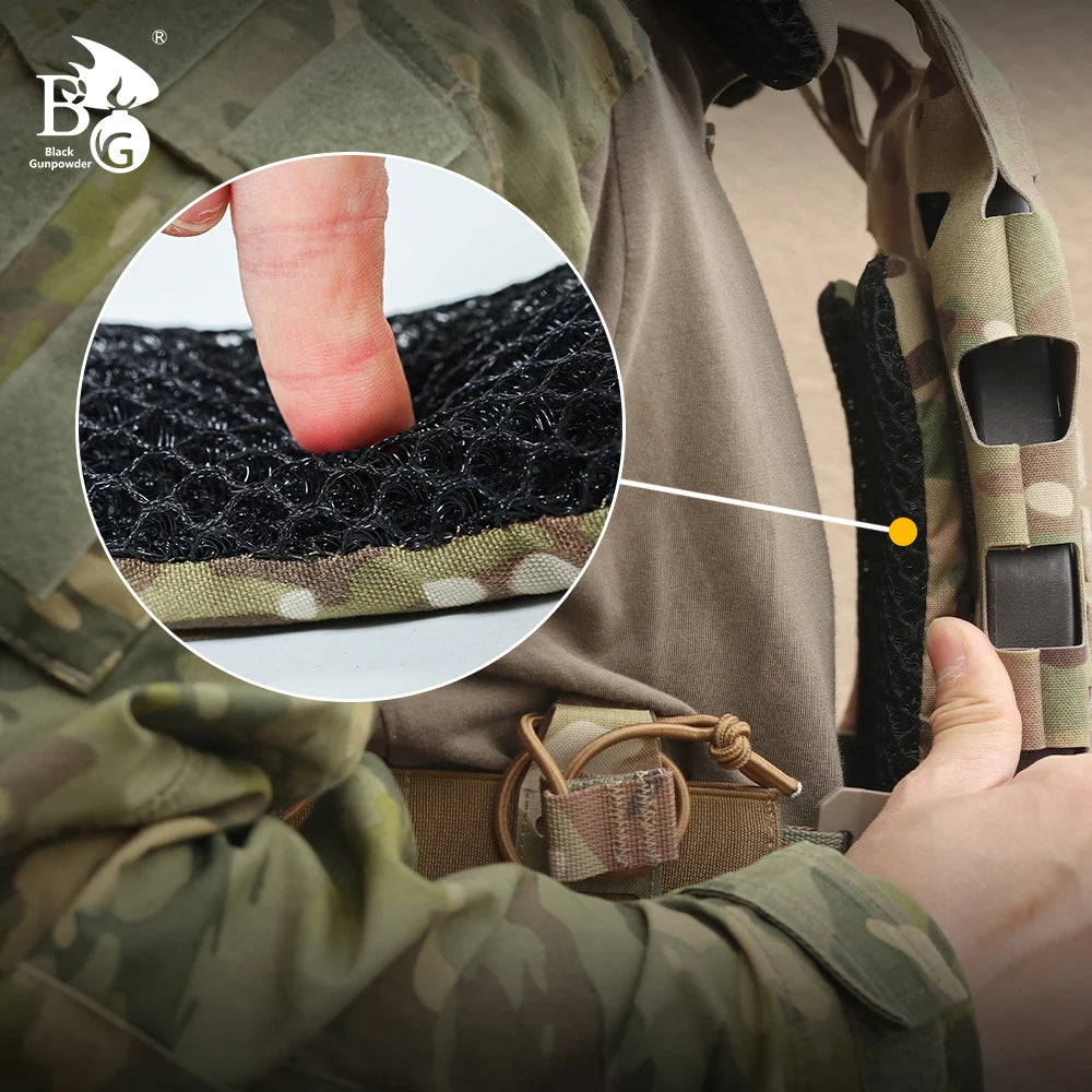 BG Tactical Vest Plate Carrier High Elastic Strong Cushioning Ventilated Pad Hunting Vest Paintball