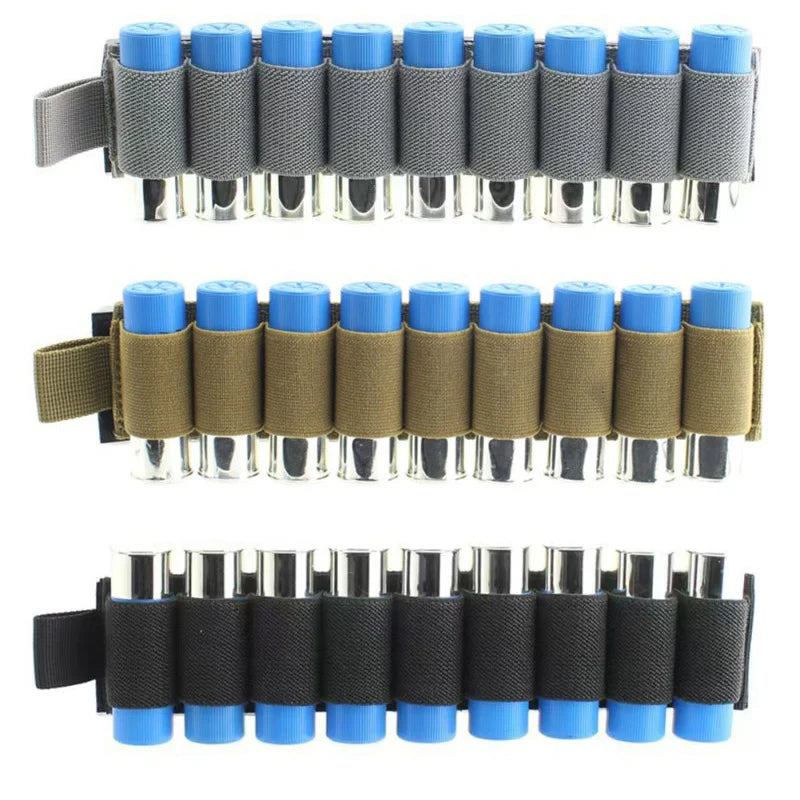 Tactical 9 Rounds 12GA Shotgun Shell Holder Hook&Loop Rifle Ammo Organizer Pouch for Hunting Shooting Airsoft EDC Tools Storage