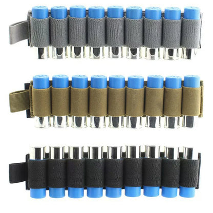 Tactical 9 Rounds 12GA Shotgun Shell Holder Hook&Loop Rifle Ammo Organizer Pouch for Hunting Shooting Airsoft EDC Tools Storage