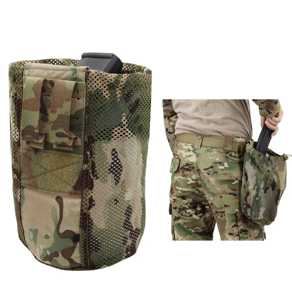 New Folding Mesh Drop Pouch Tactical Molle Magazine Dump Pouch Recycling Bag Hunting Airsoft Bags