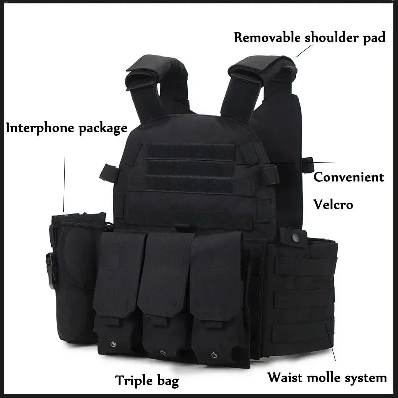 Nylon Tactical Vest Body Armor Hunting Carrier Airsoft Accessories CS Combat MOLLE Camo Military Army Vest for Outdoor Hunting