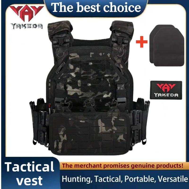 YAKEDA Tactical Vest 6094 Fast Detachable Light Laser Cut Outdoor Hunting Black Gear Carry Vest of High Quality 1000D Nylon