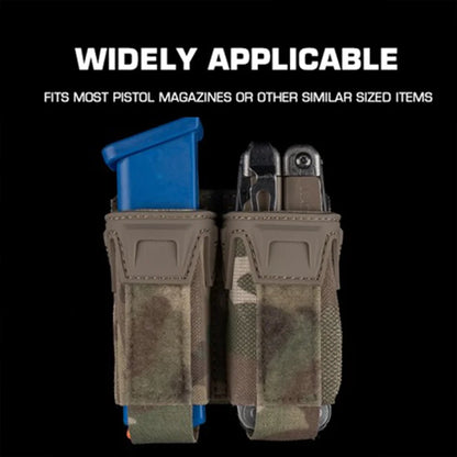 Multi-Purpose MOLLE Pouch Elastic 9mm Mag Flashlight Pepper Spray Holder Lightweight Camo Storage for Hunting Airsoft Belt Vest