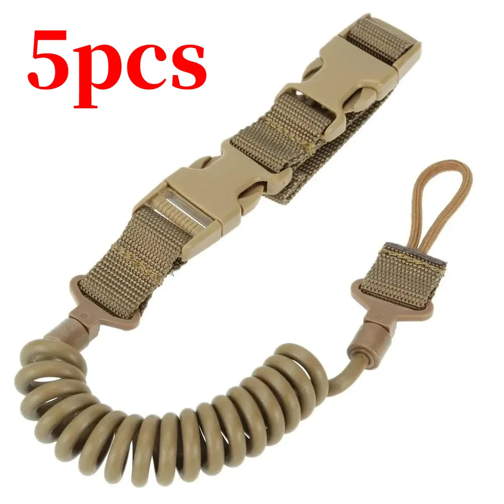 3PCS Tactical Anti-lost Elastic Lanyard Rope Spring Safety Strap Rope For Key Ring Chain Flashlight Hunting Accessories