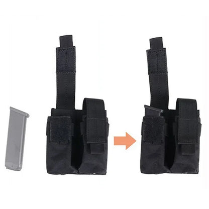 9mm Pistol Magazine Pouch Tactical Double Molle Belt Dual Mag Bag Flashlight Holder Attachment Package Gun Hunting Accessories