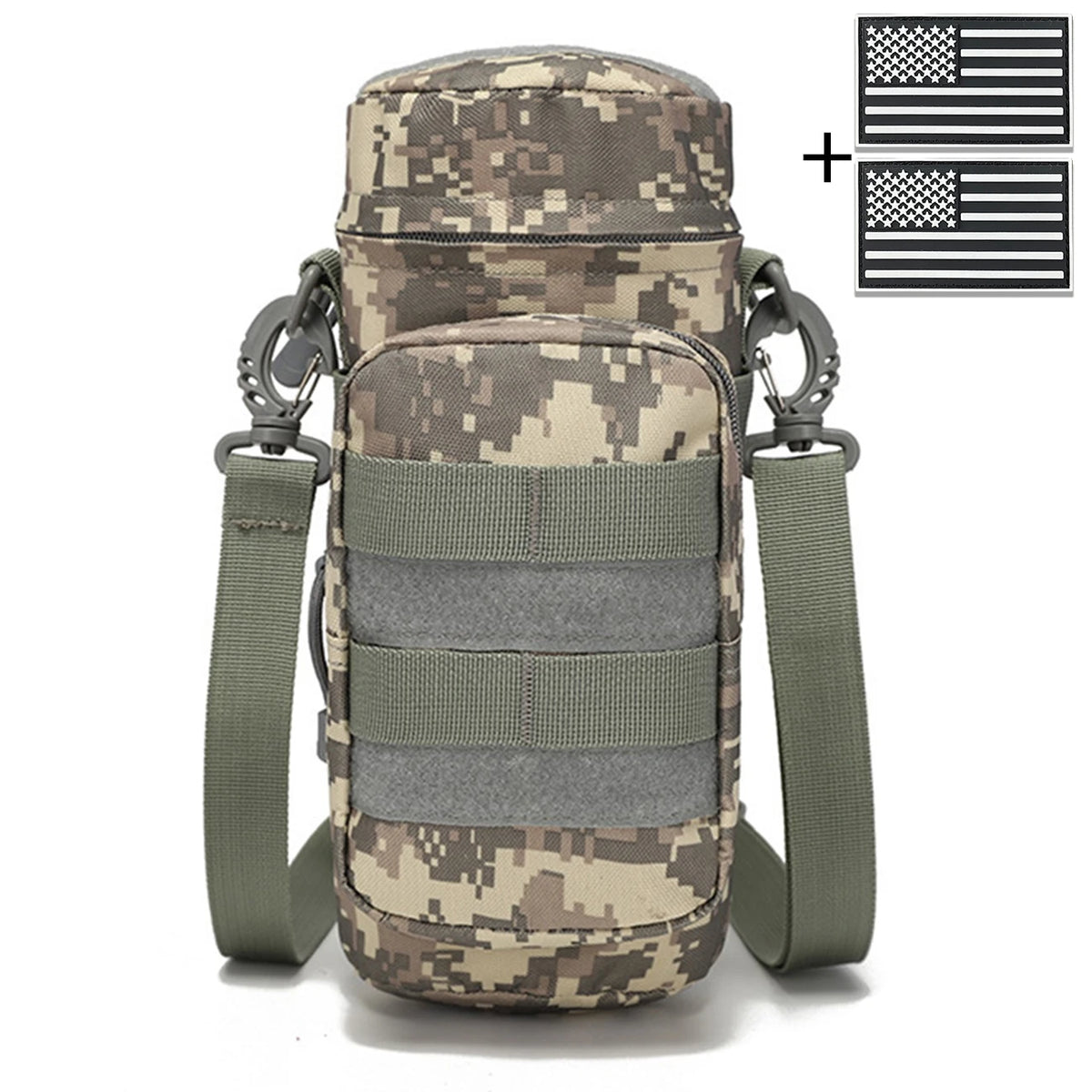 Outdoor hunting Molle water bottle bag with adjustable shoulder strap Magic Sticky, suitable for hiking, fishing and hunting