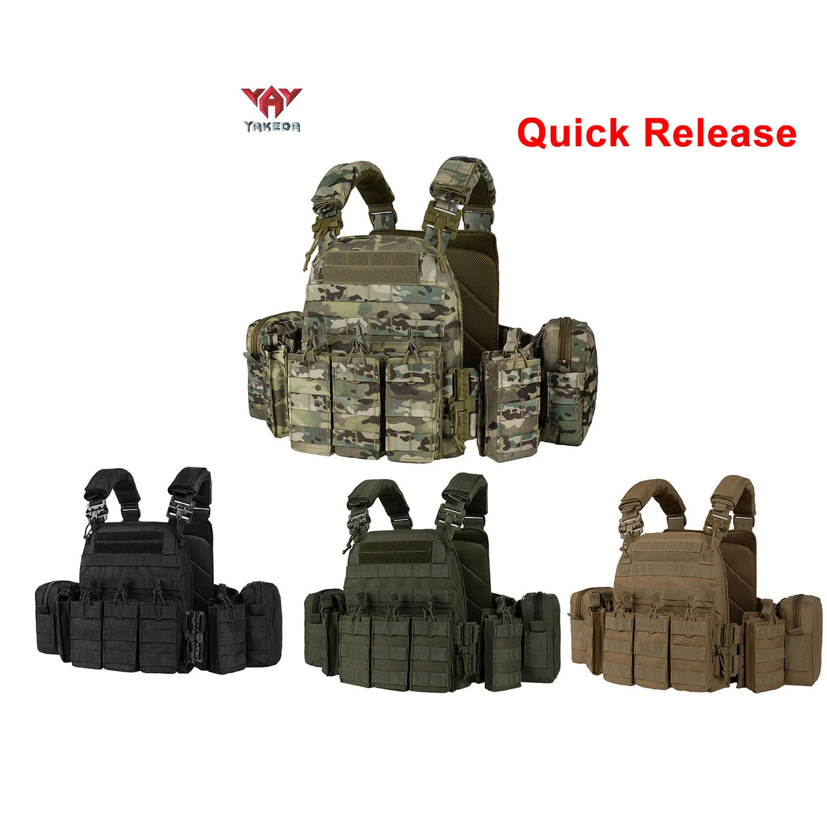 YAKEDA Tactical Plate Carrier Quick Release Quick Disassembly Training Vest, detachable and expandable, comfortable, breathable
