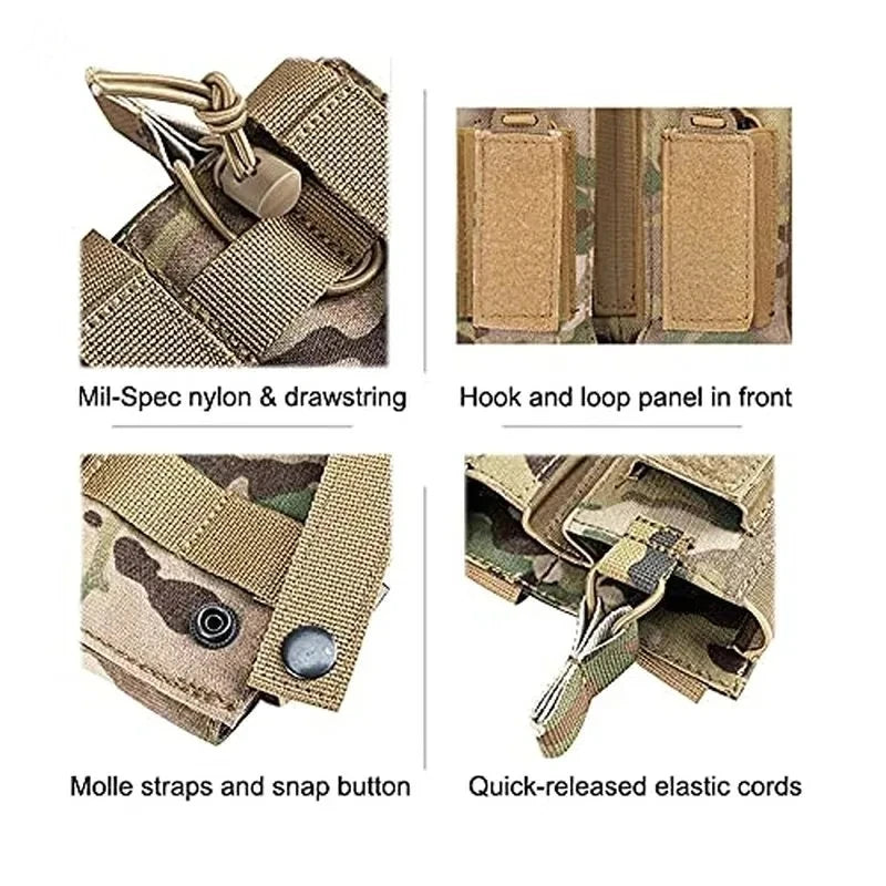 2 Layer MOLLE Tactical Magazine Holder Single Triple Mag Cartridge Pouch For AK M4 M14 M16 AR Outdoor Shooting Hunting Gear