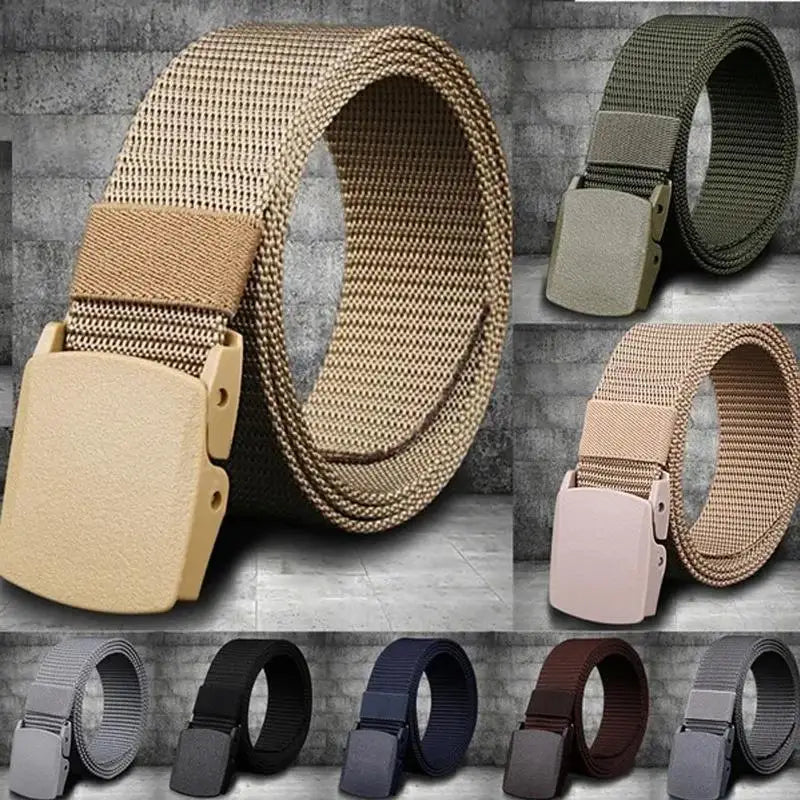 120cm Men Female Belts Military Nylon Adjustable Belt Outdoor Travel Tactical Waist Belt with Plastic Buckle for Pants 6 Colors