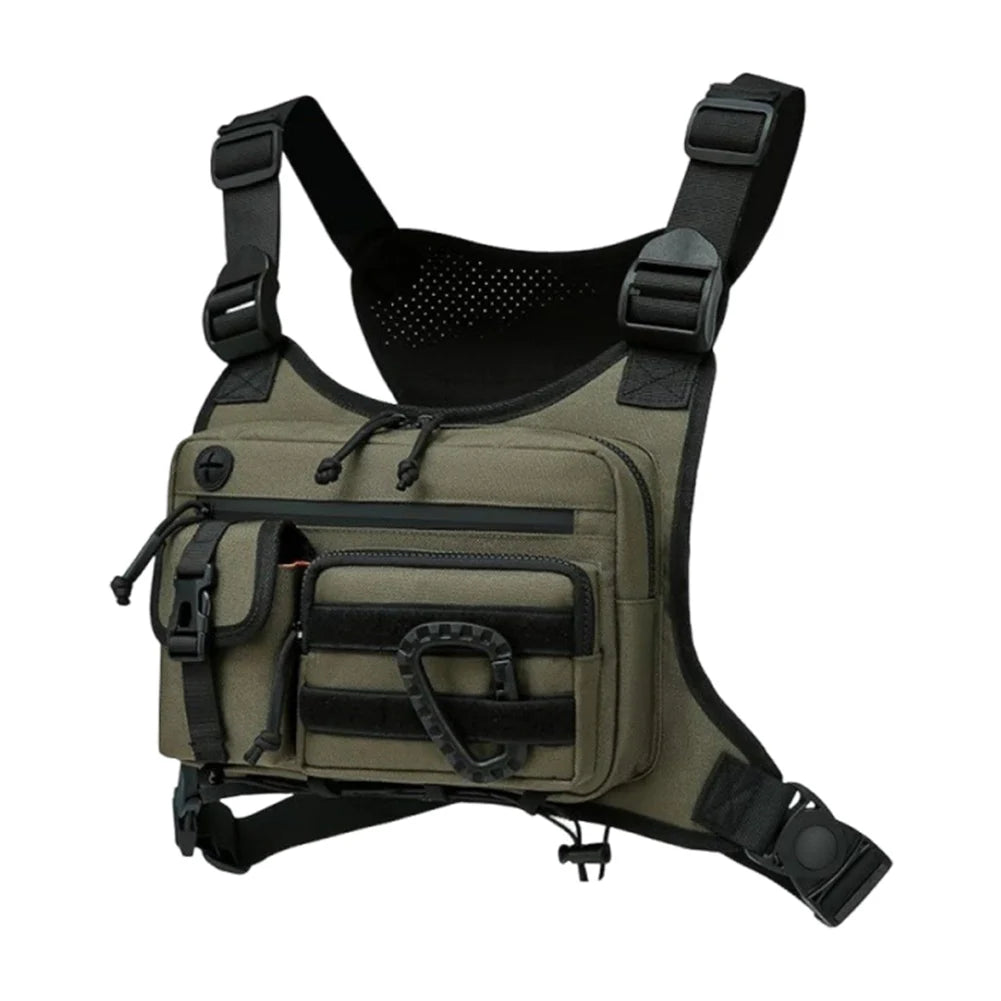 Tactical Sports Chest Bag Pouch Large Capacity Multifunctional Vest Backpack Adjustable Strap Chest Pack Rig for Outdoor Running