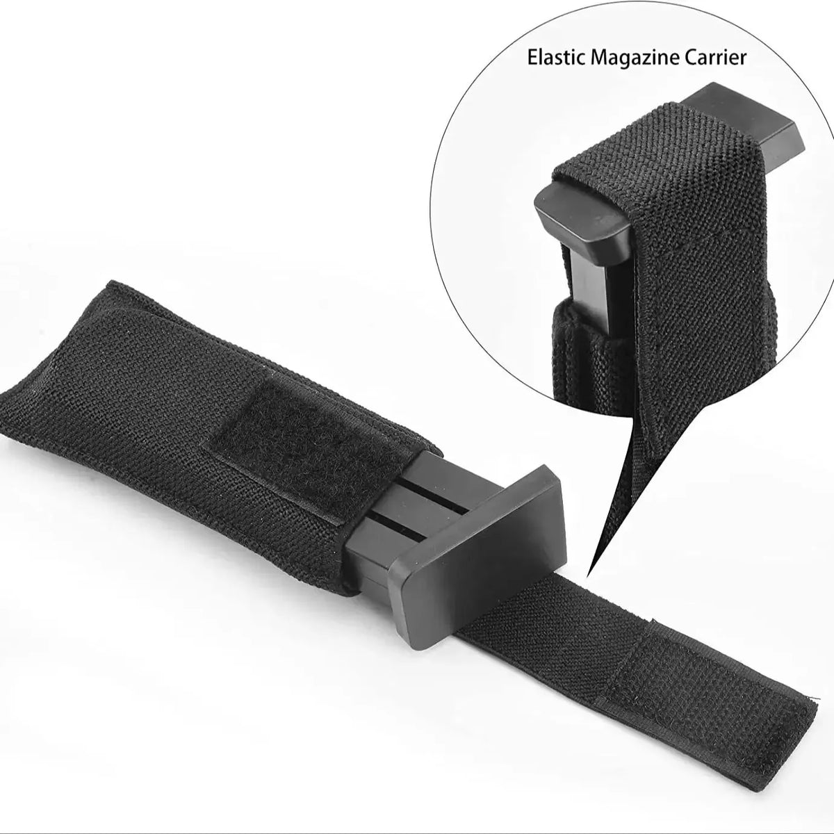 9mm Pistol Magazine Pouch Concealed Carrier Extra Single Pistol Magazine Carrier Horizontal Pouch with Safety Hook and Loop