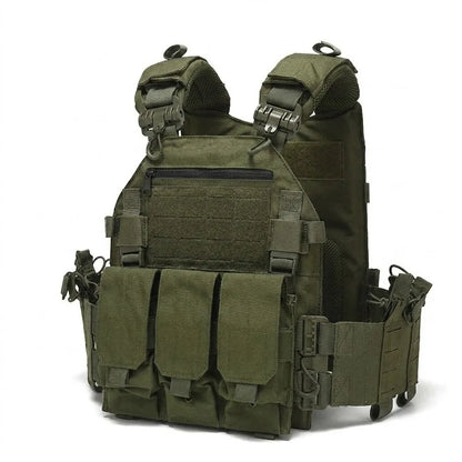 Tactical Vest Polyester Carrier with Triple Magazine Pouch Quick Release Airsoft Hunting Vest for Outdoor Training