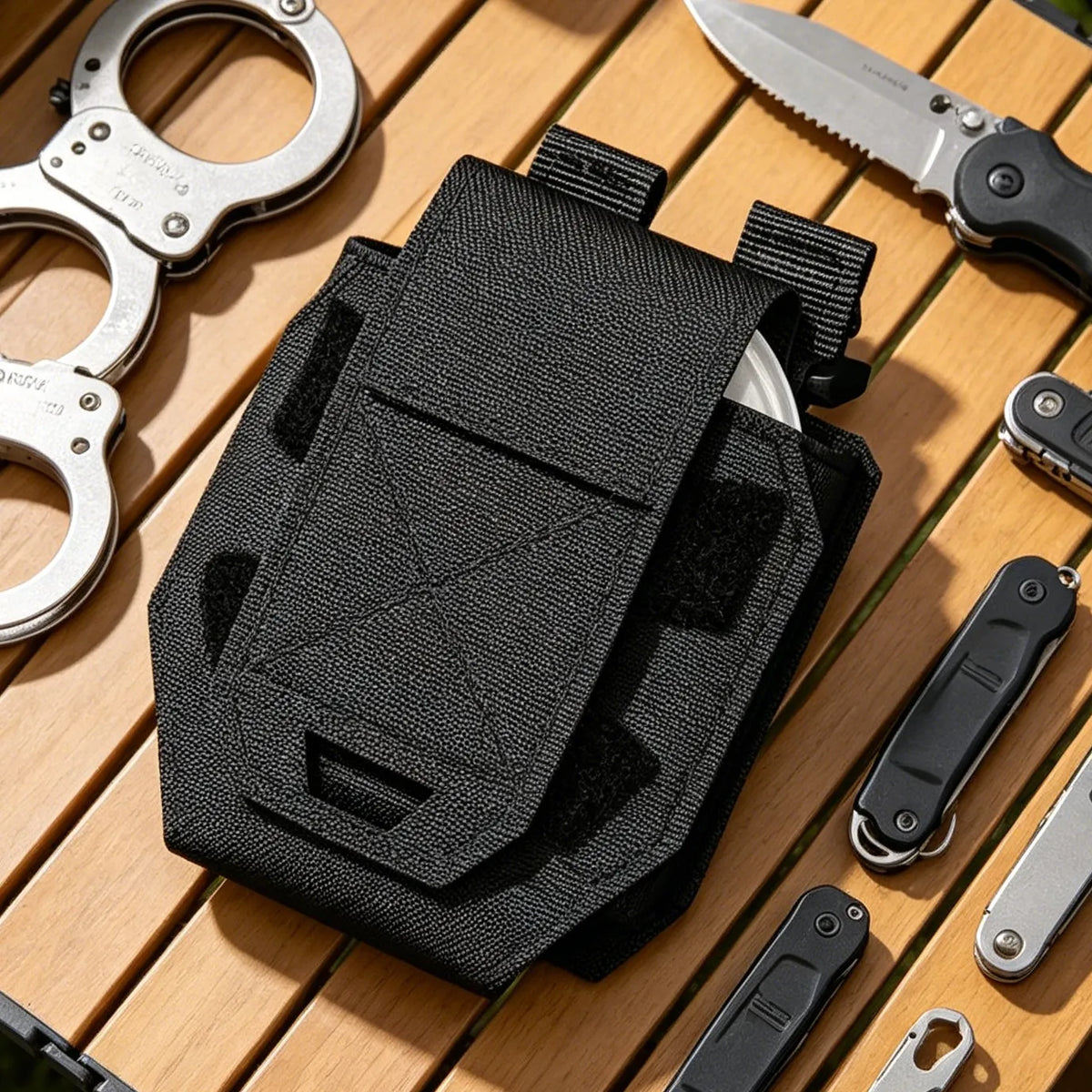 Molle Handcuffs Pouch Shackles Holder Case Quick Draw Universal Handcuff Holster Standard Chain Cuffs Cover Belt Pouch