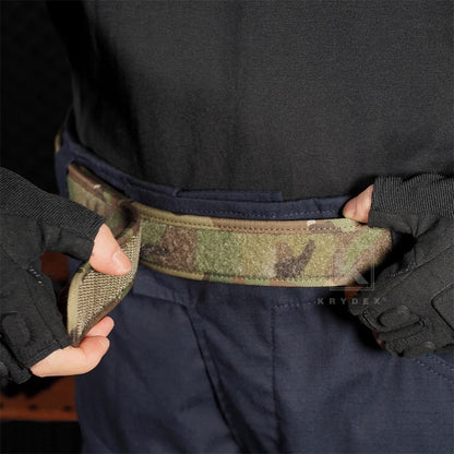 KRYDEX Tactical 1.5'' Loop Inner Belt Buckleless Nylon Waist Duty Belt Hunting Shooting Sport Accessories Men Outer Black Belt