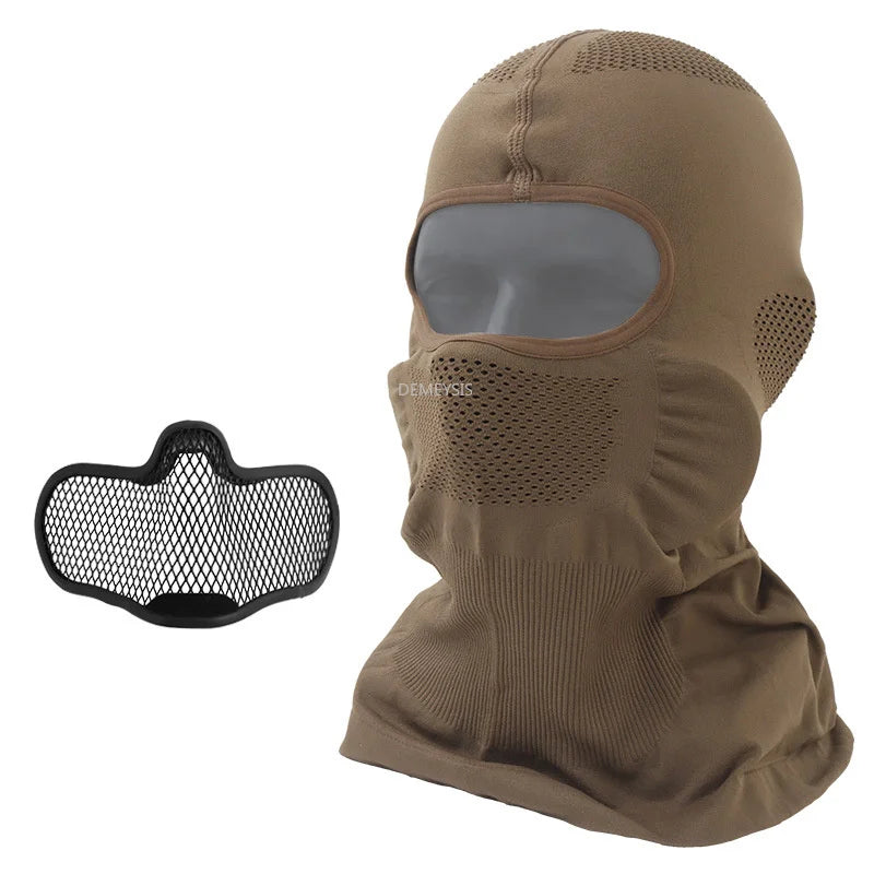 Airsoft Mask Breathable Tactical Steel Mesh Balaclava Headgear Full Face Masks Headgear Hunting Paintball CS Airsoft Gear
