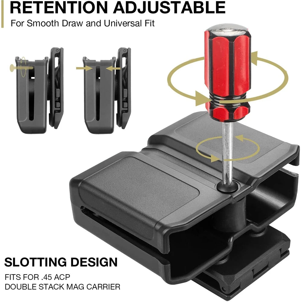 Gun&Flower OWB Universal Polymer Mag Holster Plastic Double Stack Magazine Holder Pouch fit 9mm & 0.4 Caliber