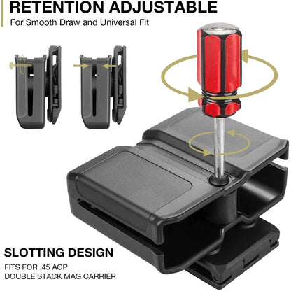 Gun&Flower OWB Universal Polymer Mag Holster Plastic Double Stack Magazine Holder Pouch fit 9mm & 0.4 Caliber