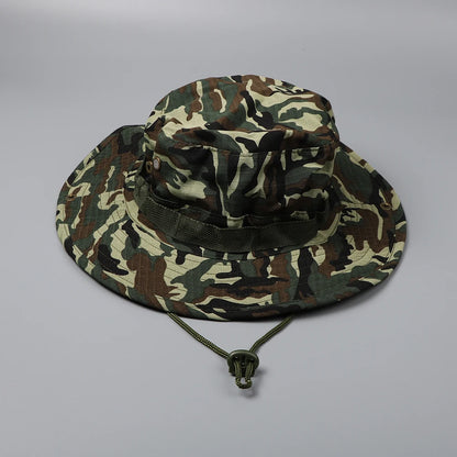 Camouflage Tactical Boonie Hats Camping Climbing Bucket Sniper Hat Men Outdoor Fishing Hiking Cap Sun Protective Boonie Caps