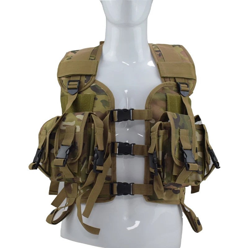 Tactical Molle Vest Men's Hunting Vest With Water Bottle Pocket Camo Airsoft Paintball Gear