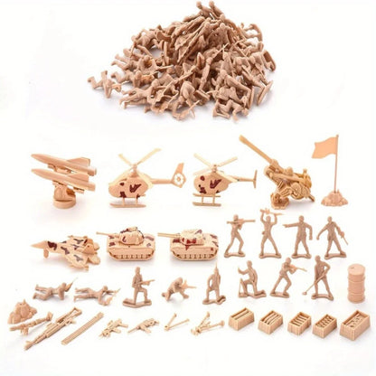 JOYFY 164 Pcs Military Soldier Army Men Play Bucket Army Action Figures Battle Group Aircrafts Helicopters Tanks with Bucket