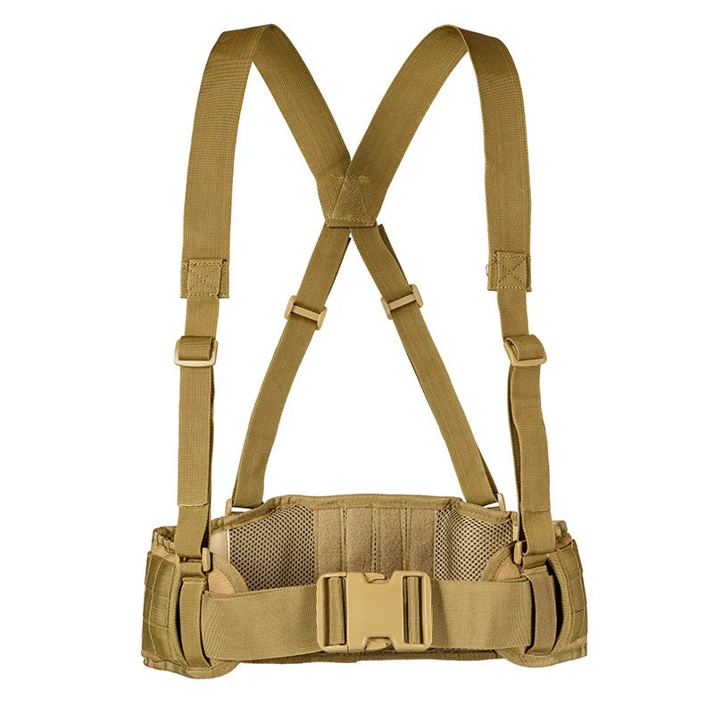 Tactical Molle Waist Belt Vest H-shaped Men Army Waist Girdle with Shoulder Strap Soft Padded Hunting Adjustable Belt Vest