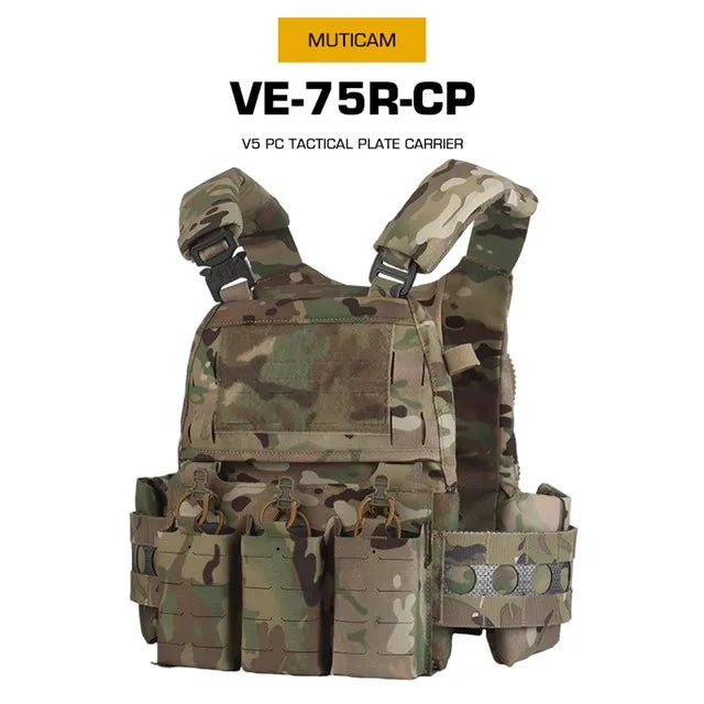 WOSPORT Hunting Vest V5 PC Quick Release Tactical MOLLE Plate Carrier With Triple Magazine Pouches Modular Vest