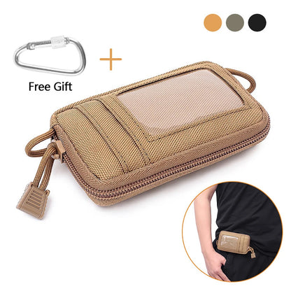 Mini EDC Tool Pouch Keychain Zipper Holder Earphone Key Wallet Coin Purses Utility Outdoor Hiking Hunting Accessories Waist Bag