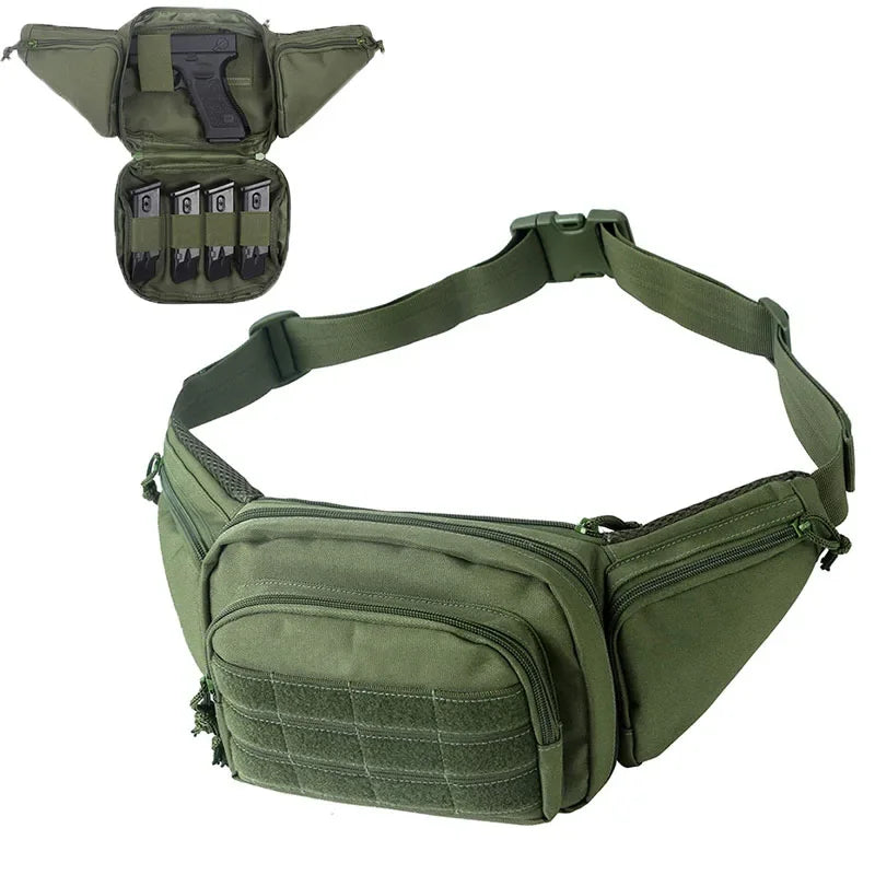 Tactical Pistol Bag Chest Waist Handgun Bag Holster Gun Fanny Pack with Magazine Pouch Holder for GL 17 19 Beretta M9 SIG