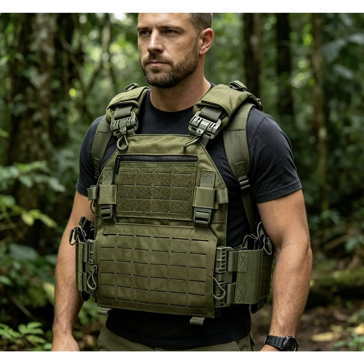 VL Quick release hunting vest with chest zipper anti-theft bag MOLLE modular expansion breathable elastic vest