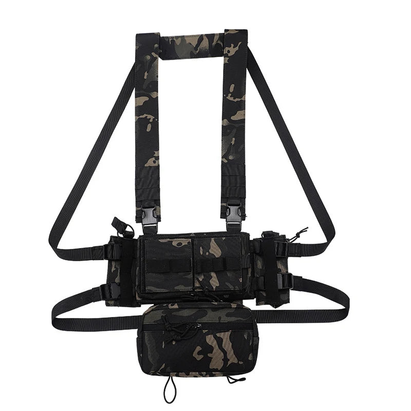 Men's Multicam Hunting MK3 Tactical Chest Rig Harness Modular Lightweight Military Airsoft Vest w/ 5.56 Mag Pouch Pantiball Gear