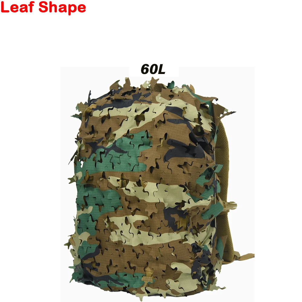 3D Camo Net Backpack Cover 60L 80L  Laser Cut Camouflage Hunting Backpack Cover Paintball Paratrooper Hunting Accessories