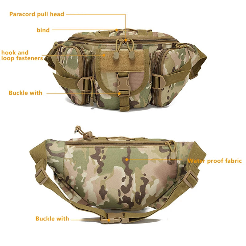 Outdoor Sports Waterproof Waist Bag Camping Multifunctional Men's Fishing Waist Bag Camouflage Backpack
