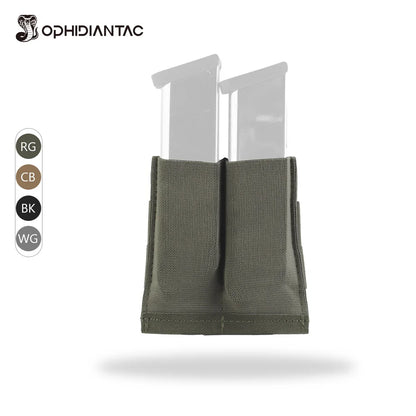 OPHIDIANTAC Lightweight Elastic Double 9MM Mag Pouch Back MOLLE Design for Plate Carrier or Chest Rig