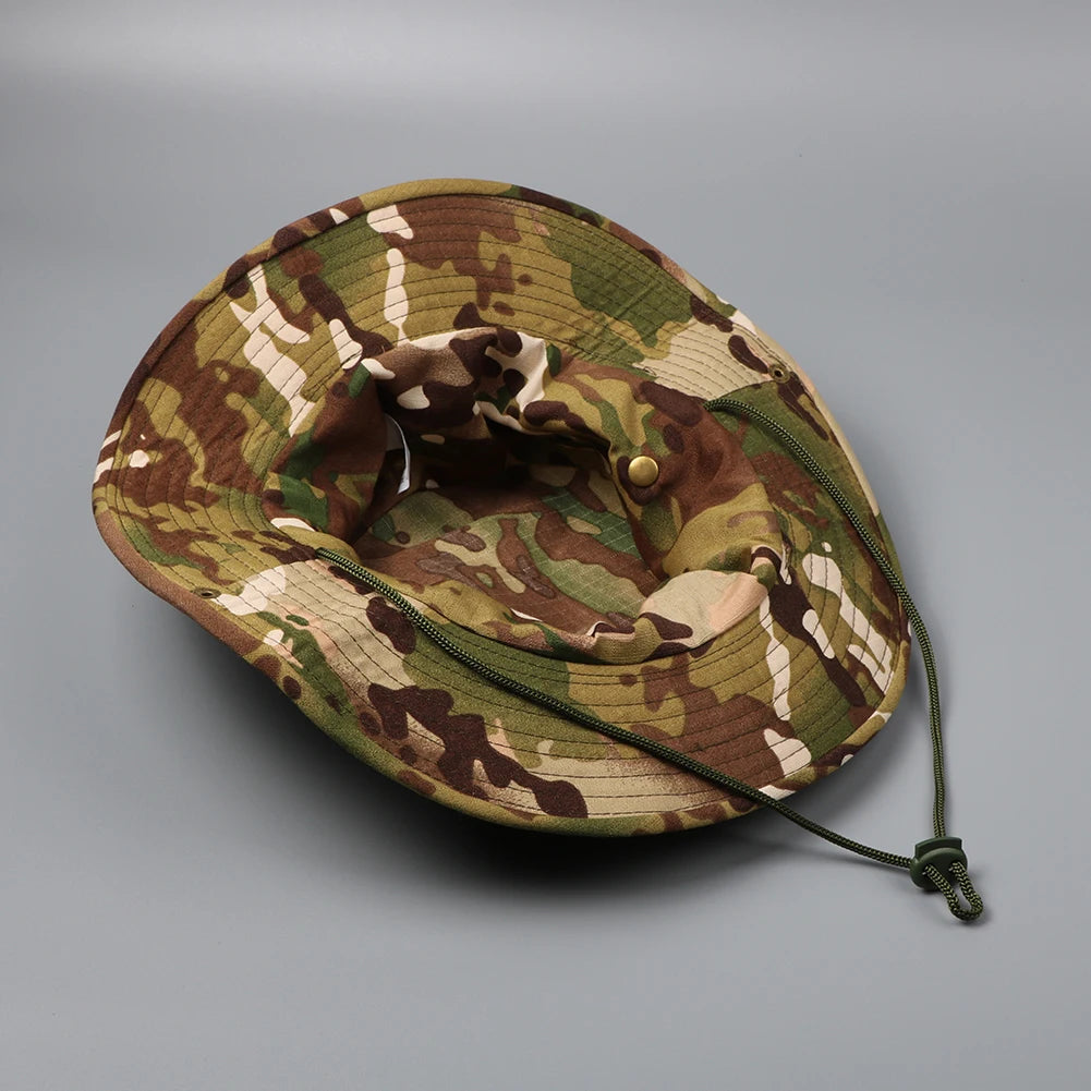 Camouflage Boonie Hat Tactical Bucket Hats Panama Summer Cap Hunting Hiking Outdoor Camo Sun Caps Men