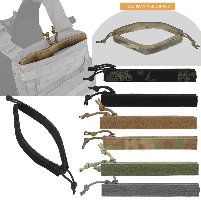 Tactical Vest Double Zipper Insert Pouch For Crye AVS Vest Storage Pocket Zipper Cover Airsoft Hunting Vest YKK Zip Accessories