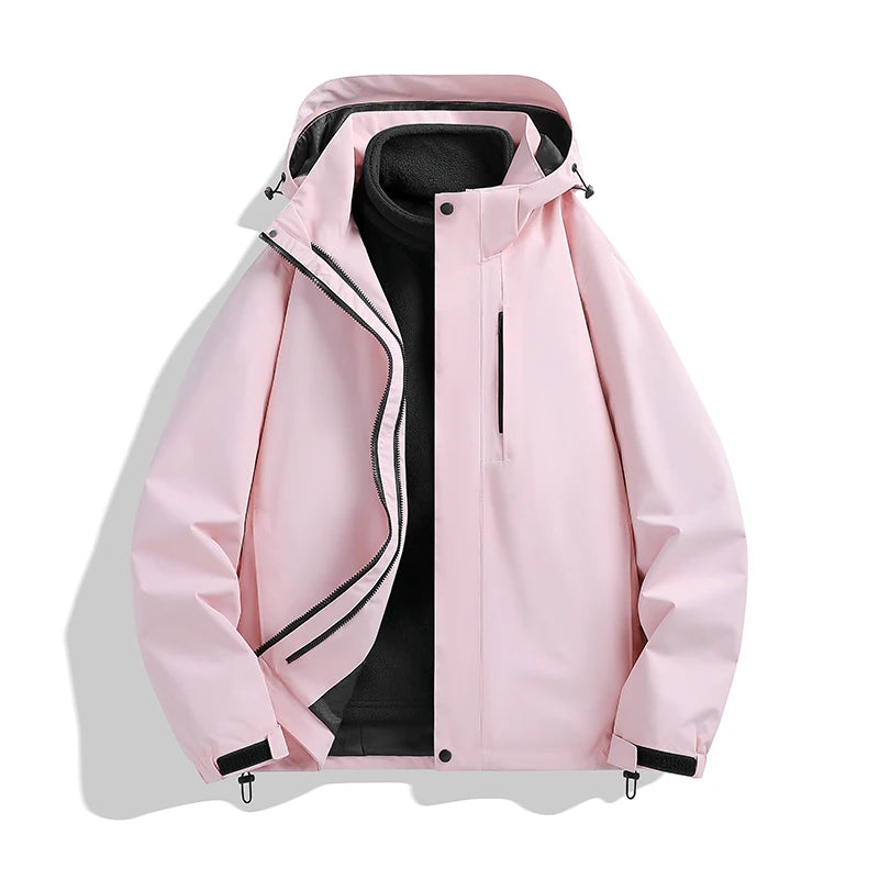 CHRLCK Unisex Hiking 3IN1 Jacket Waterproof Camping Trekking Fishing Oilproof Jackets Outdoor Sport Windbreaker Autumn Winter
