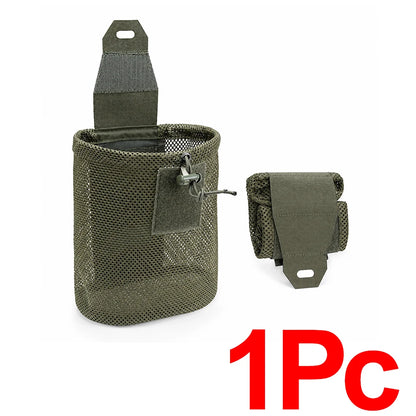 Tactical Foldable Mesh Pouch Dump Bag Waist Mount Drawstring MOLLE Mini Carrier EDC Outdoor Sports Camping Hunting Bags