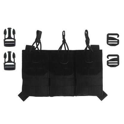 K Style Tactical Triple Magazine Pouch AR15 M4 5.56 Open-Top MAG3 Pouch for Hunting Airsoft Molle Vest Plate Carrier Front Panel