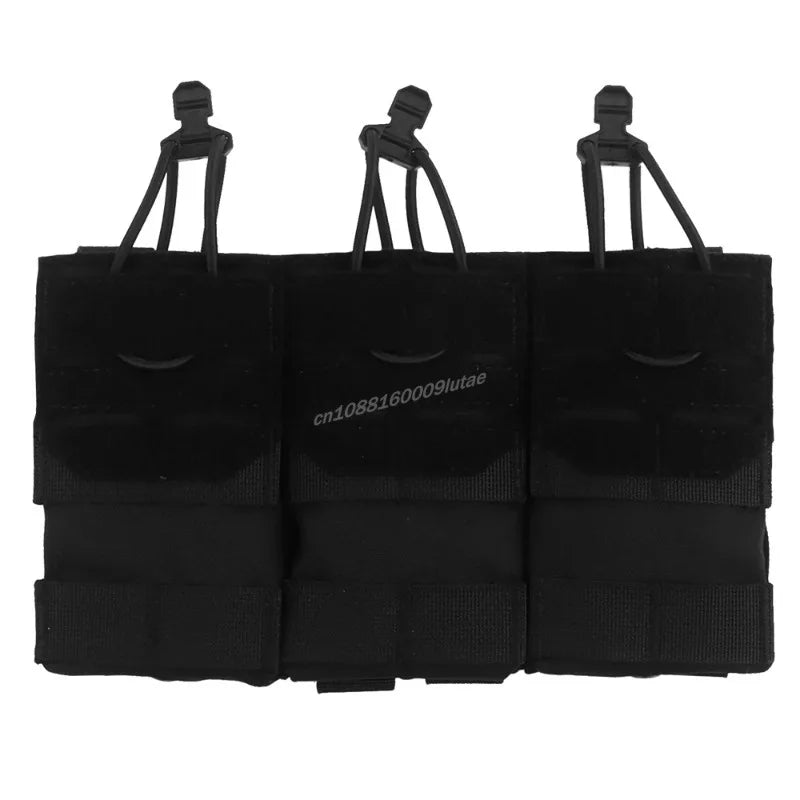 AG 3 MOLLE 5.56 M4 Triple Magazine Pouch Tactical Vest Bungee Retention Plate Carrier Front Placard MAG Holder Bag Airsoft