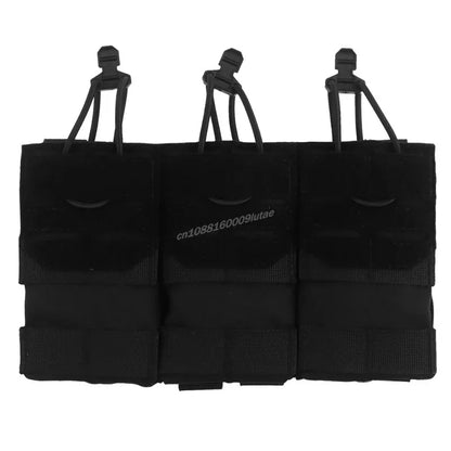AG 3 MOLLE 5.56 M4 Triple Magazine Pouch Tactical Vest Bungee Retention Plate Carrier Front Placard MAG Holder Bag Airsoft