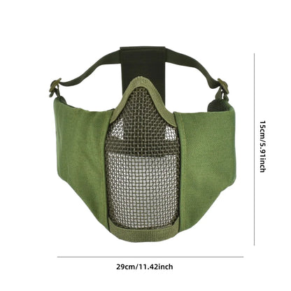 Hunting Foldable Mesh Mask With Ear Protection Airsoft Half Face Paintball Shooting Tactical CS Wargame Face Protective Mask