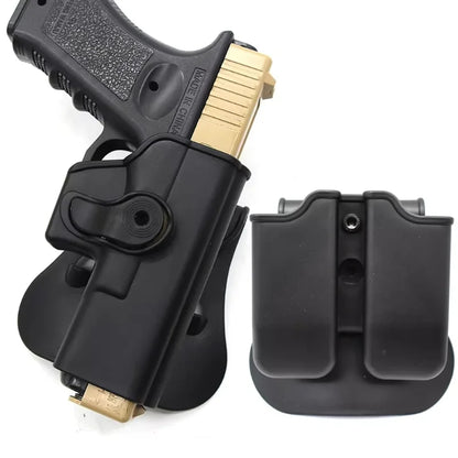 Tactical Gun Holster with Double Magazine Pouch Pistol Holster Belt Waist Holster Gun Paddle Carry Case For Glock 17 accessory