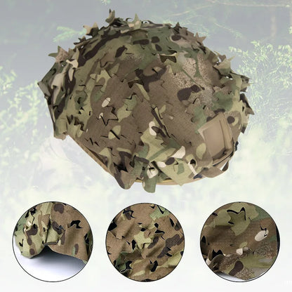 3D Camo Net Airsoft Helmet Cover Laser Cut Nylon Drawstring Helmet Scrim for CS Wargame Paintball Hunting Accessories